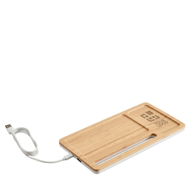 Caricatore wireles portaoggetti in bambù con supporto 5W Tidy