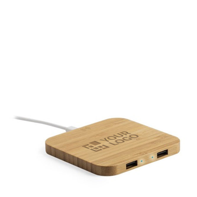 Base di ricarica con hub 2.0 con 2 porte USB in bambú Natura Square
