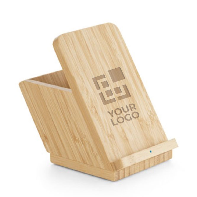Base ricarica personalizzata con supporto e portapenne in bambù Desk