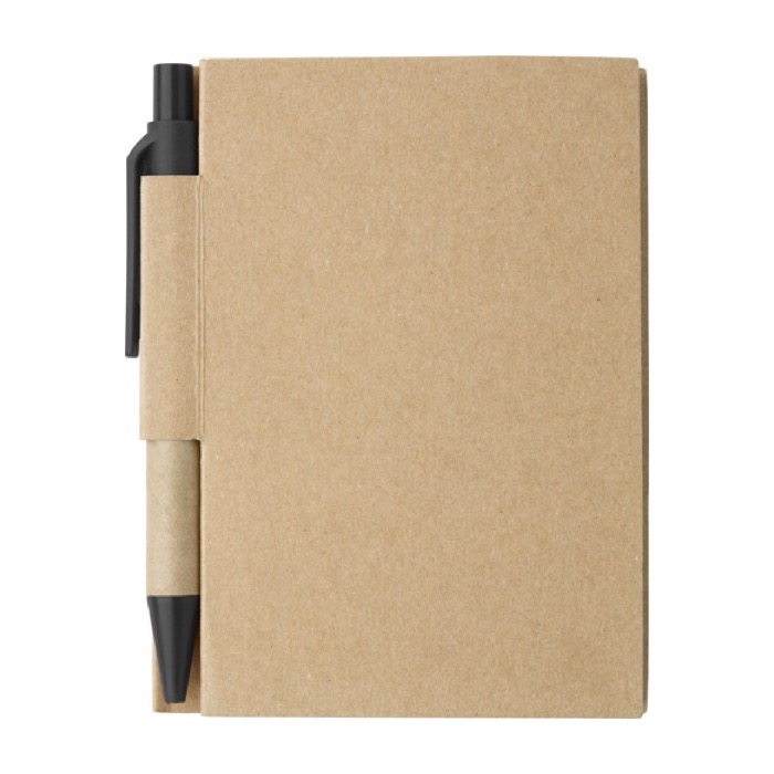 Quadernino A7 in cartone riciclato fogli a righe e penna blu EcoPocket