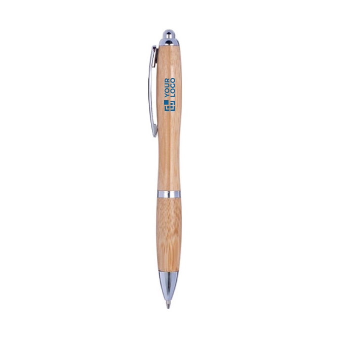 Ecologiche penne pubblicitarie a scatto inchiestro nero Bamboo Metal