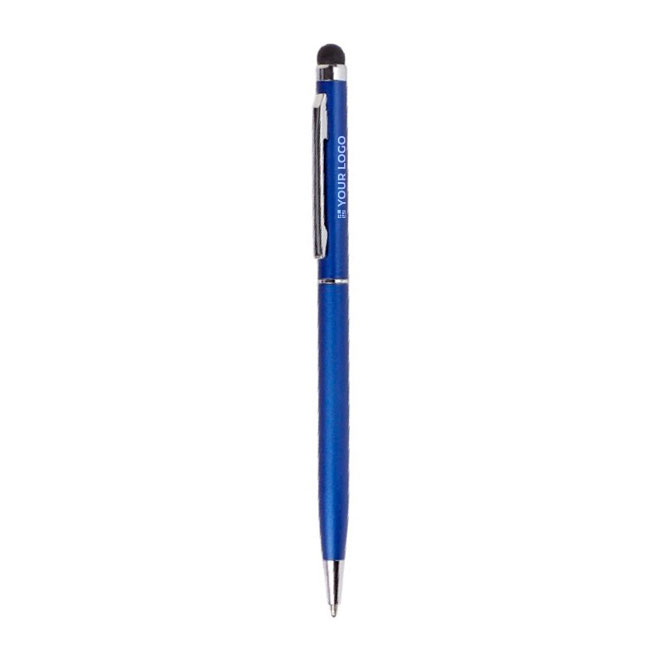 Penna sottile cromata con punta touch inchiostro blu Vip Thin