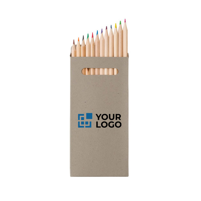 Scatola di cartone con 12 matite colorate promozionali Long