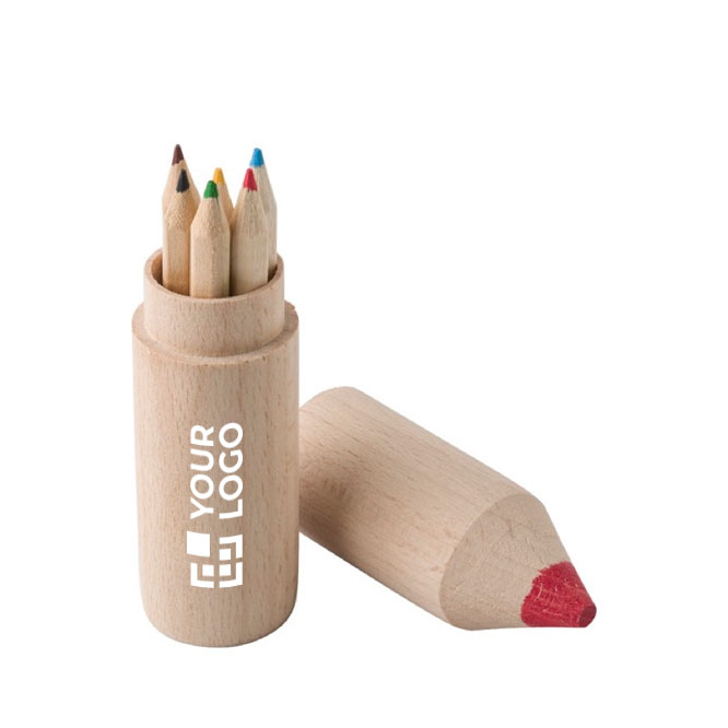 Matitone in legno con 6 pastelli colorati personalizzati Mini Pencil
