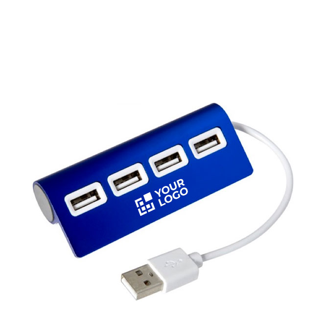 Hub USB pubblicitario con logo in alluminio 4 USB cavo 14,5cm Alu