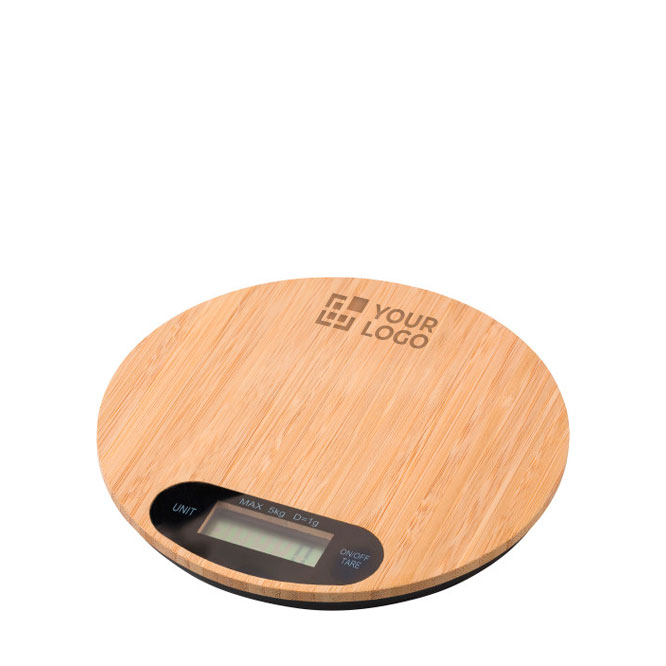 Bilancia da cucina con logo in legno di bambù dalla forma rotonda Bamboo
