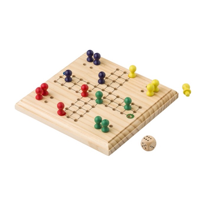 Gioco ''Non ti arrabbiare'' in legno tabellone pedine in sacchetto Smart