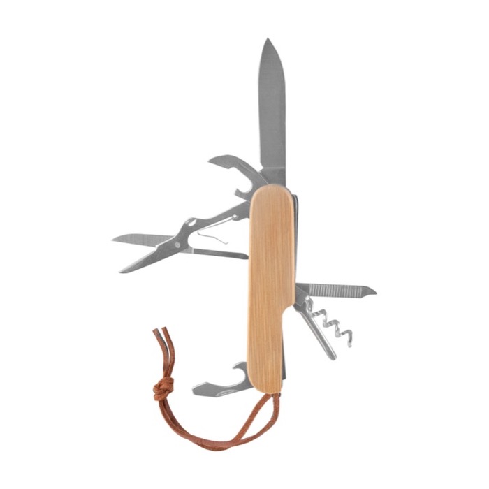 Coltellino multiuso promozionale 9 funzioni copro bamboo Zermatt