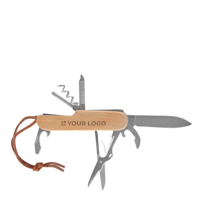 Coltellino multiuso promozionale 9 funzioni copro bamboo Zermatt