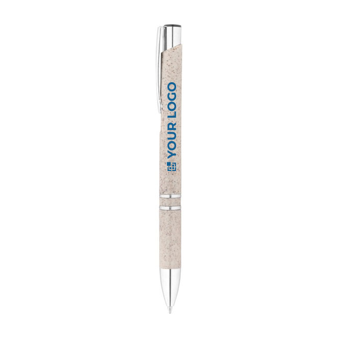 Penne promozionali economiche in paglia inchiostro blu Aster Eco