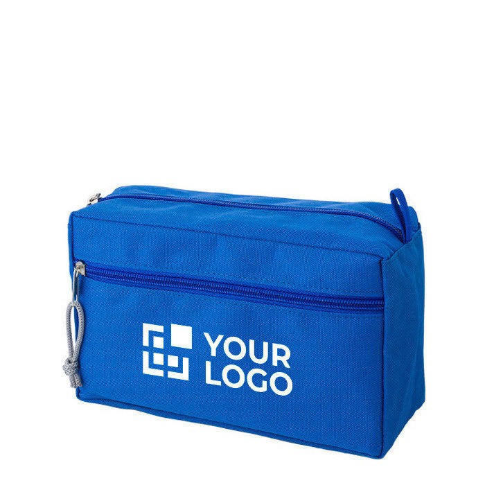Beauty case personalizzato con doppia zip in 600D RPET Essential