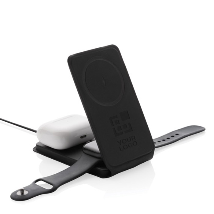 Caricabatterie wireless 3 in 1 pieghevole con supporto per cellulare