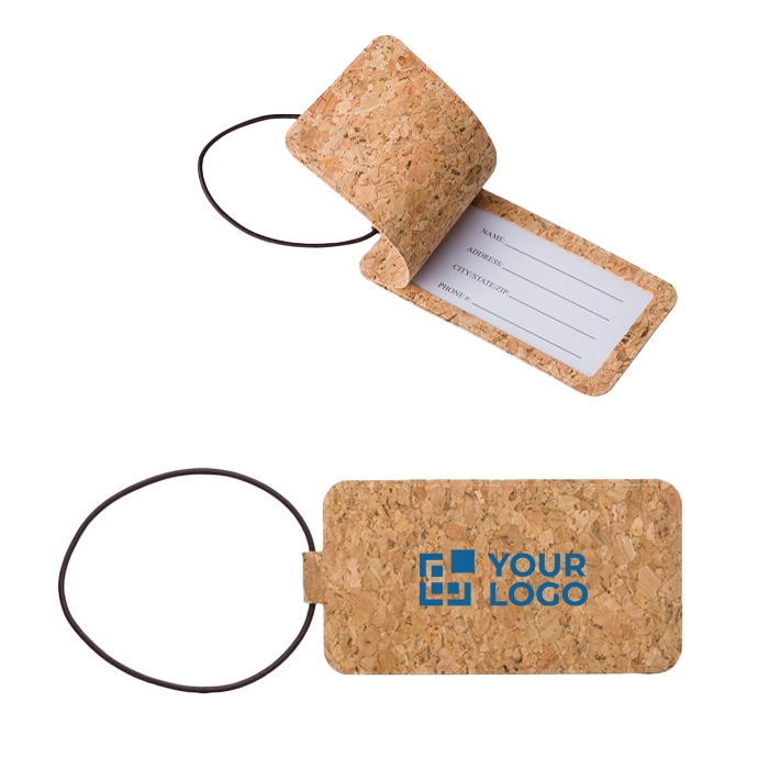 Targhette per il bagaglio con logo in sughero Cork