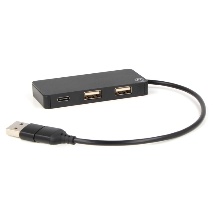 Hub USB in alluminio con 3 porte e cavetto lungo 20 cm
