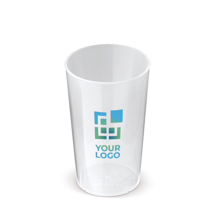 Bicchiere in plastica riutilizzabile personalizzato e riciclabile da 270 ml