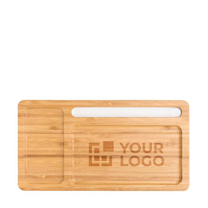 Caricatore wireles portaoggetti in bambù con supporto 5W Tidy