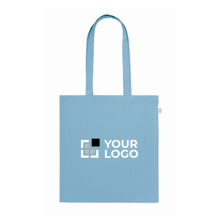 Tote bag con manici lunghi in rPET e cotone riciclato da 140 g/m²