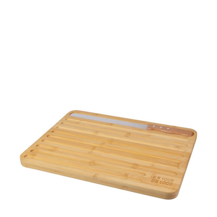 Tagliere in legno con logo e coltello per tagliare il pane Baguette