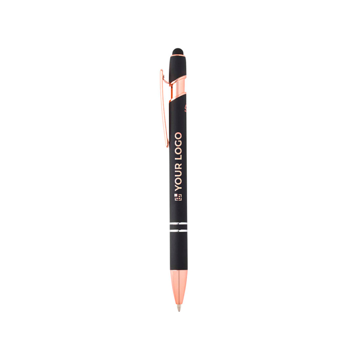 Penna touch in alluminio riciclato e dettagli oro rosa inchiostro blu