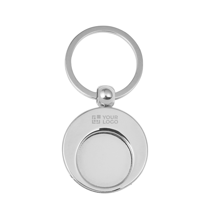 Portachiavi con logo rotondo in metallo con gettone carrello KeyCoin