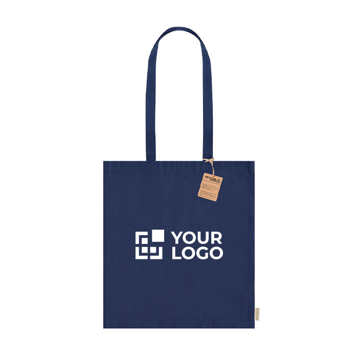 Borsa in cotone riciclato con manici lunghi 140 g/m2