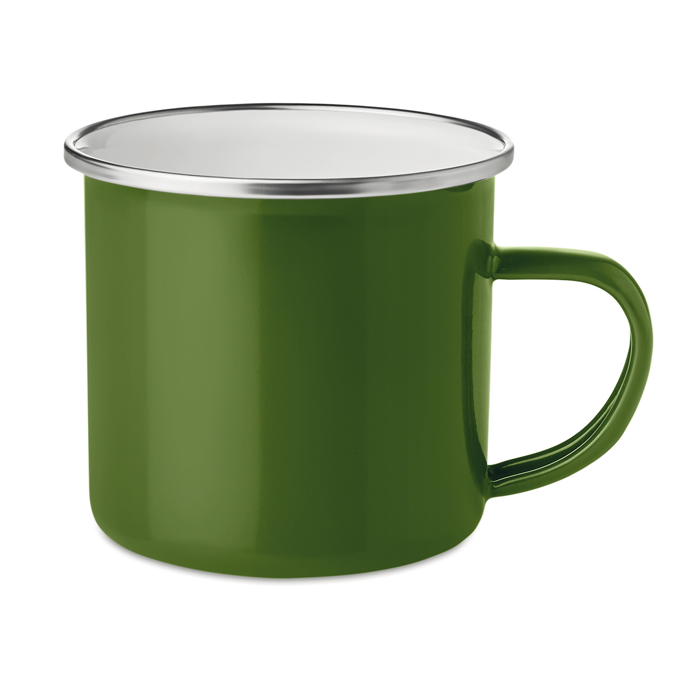 Tazza Smaltata Rossa Con Trattore Personalizzabile - Gift Base, 10 Oz, Stile Retrò