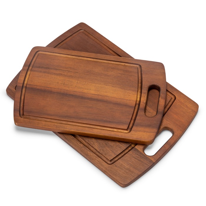 Tagliere In Legno Di Acacia Con Vaschetta Raccogli Succhi – 34x24x2,5 Cm – Grande E Resistente Per Carne E Verdura
