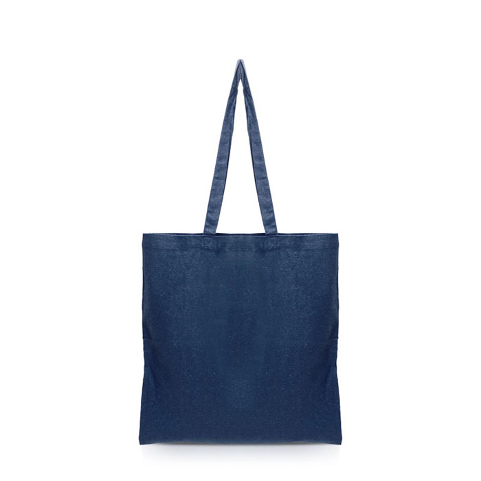 Borsa di cotone organico con manici lunghi 140 g/m2 Upcycling color blu mare vue d'impression