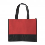 Shopper bicolore con soffietto in tnt da 80 gr/m² color rosso prima vista