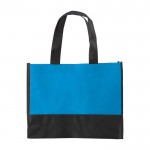 Shopper bicolore con soffietto in tnt da 80 gr/m² color azzurro prima vista