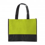 Shopper bicolore con soffietto in tnt da 80 gr/m² color verde chiaro  prima vista