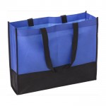 Shopper bicolore con soffietto in tnt da 80 gr/m² color blu terza vista