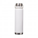 Bottiglia termica personalizzabile con logo color bianco vista davanti