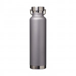 Bottiglia termica personalizzabile con logo color grigio vista posteriore