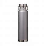 Bottiglia termica personalizzabile con logo color grigio vista davanti