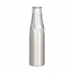 Bottiglia termica personalizzata di design color argento vista davanti