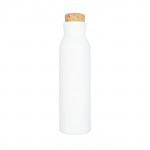 Bottiglia personalizzata con tappo in sughero color bianco vista davanti