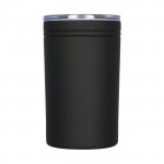 Bicchiere thermos personalizzato con logo color nero vista davanti