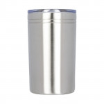 Bicchiere thermos personalizzato con logo color argento vista davanti