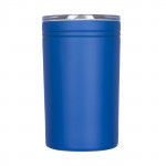 Bicchiere thermos personalizzato con logo color azzurro vista davanti