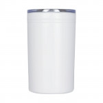 Bicchiere thermos personalizzato con logo color bianco vista davanti