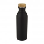 Bottiglia in acciaio inox con tappo in bambù color nero