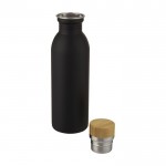 Bottiglia in acciaio inox con tappo in bambù color nero seconda vista