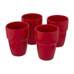 Set di 4 piccole tazze impilabili  color rosso terza vista
