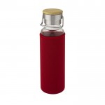 Bottiglia in vetro borosilicato con custodia color rosso terza vista