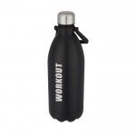 Bottiglia extra large con funzione termica color nero vista con logo dell'impresa