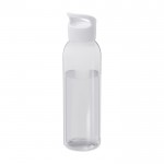 Borraccia in plastica riciclata trasparente con manico sul tappo 650ml color bianco