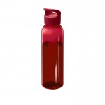 Borraccia in plastica riciclata trasparente con manico sul tappo 650ml color rosso