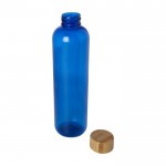 Borraccia in plastica riciclata trasparente con tappo in bambù da 1l color blu seconda vista