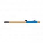 Penna in bambù con dettagli colorati in alluminio ed inchiostro blu color azzurro prima vista